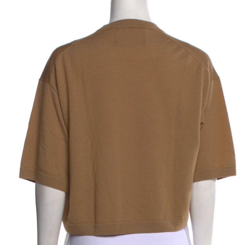 I Love Mr Mittens 100% Wool Camel Boxy Crop Short Sleeve Sweater - XS / Small - Picture 3 of 3